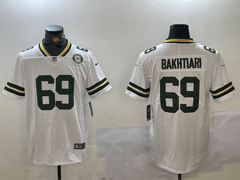 Men Green Bay Packers #69 Bakhtiari White 2024 Nike Vapor Limited NFL Jersey style 2